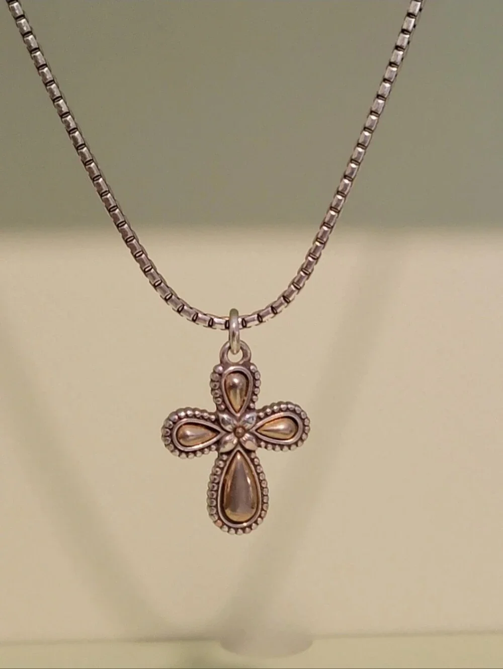 Brighton Silver & Gold Reversible Grace Cross Pendant/Necklace